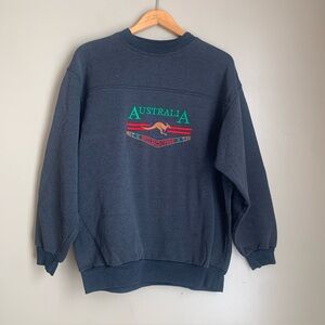 Vintage Australia Kangaroo Melbourne Gray Crewneck Sweatshirt Souvenir Size ?